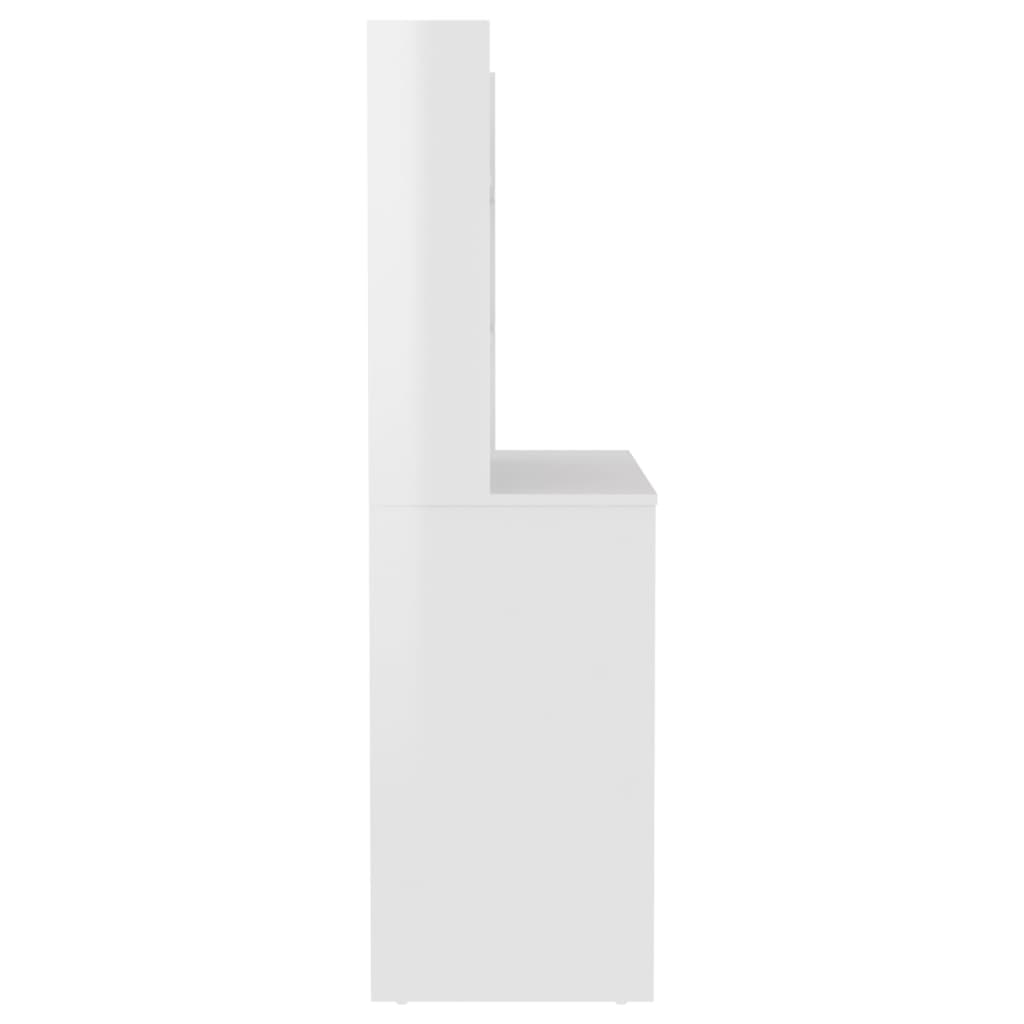 vidaXL Тоалетка с LED лампи, 100x40x135 см, МДФ, сияйно бяло