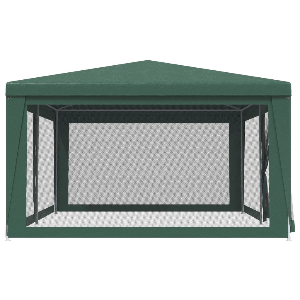 vidaXL Парти палатка с 6 мрежести странични стени зелена 6x4 м HDPE