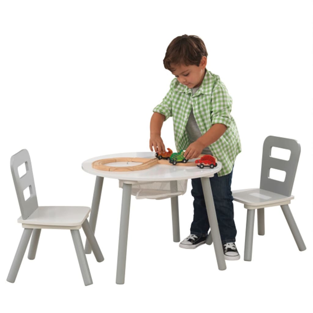 KidKraft Детски комплект маса и столове, сив, масивно дърво, 26166