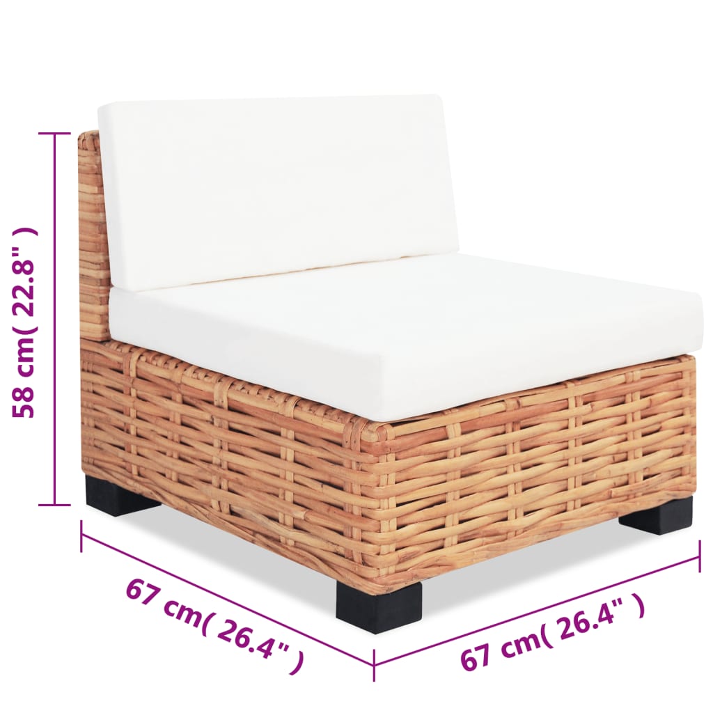 vidaXL Комплект мека мебел, 27 части, естествен ратан