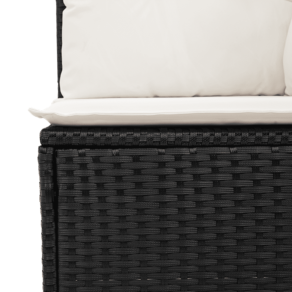 vidaXL Градински диван с възглавници, 12 части, черен, полиратан