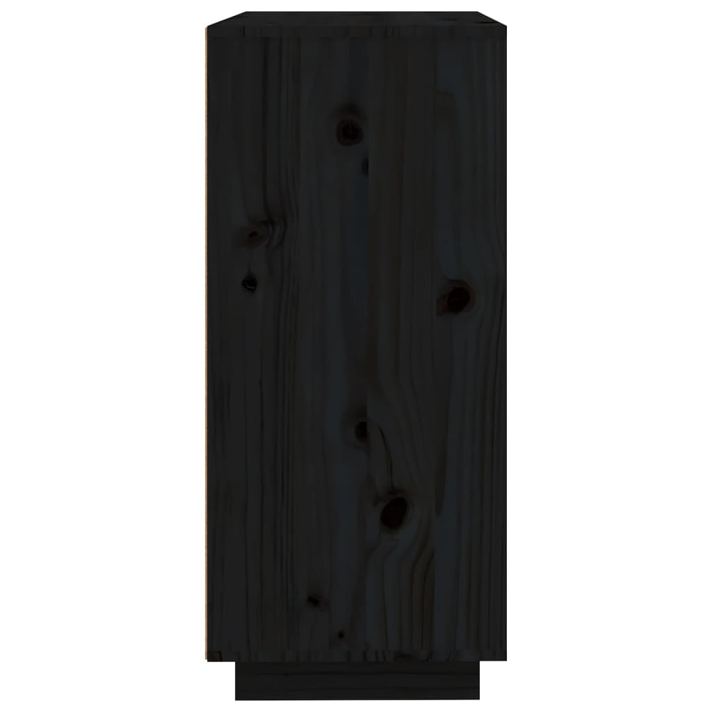 vidaXL Сайдборд, черен, 60x35x80 см, бор масив