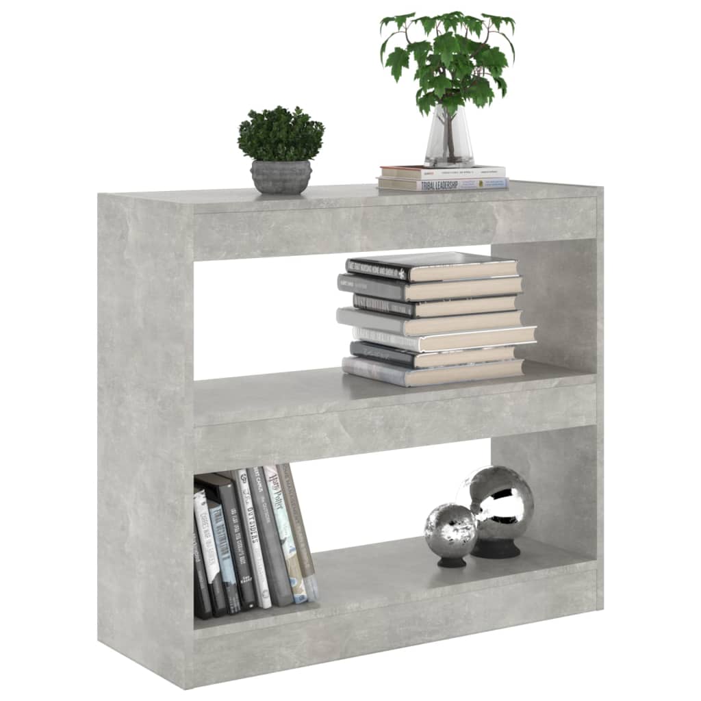 vidaXL Библиотека/разделител за стая, бетонно сива, 80x30x72 см