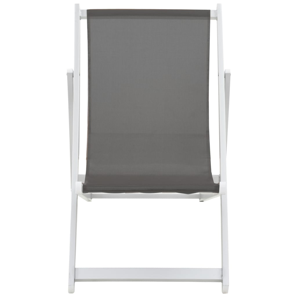 vidaXL Сгъваеми плажни столове, 2 бр, алуминий и Textilene, сиви