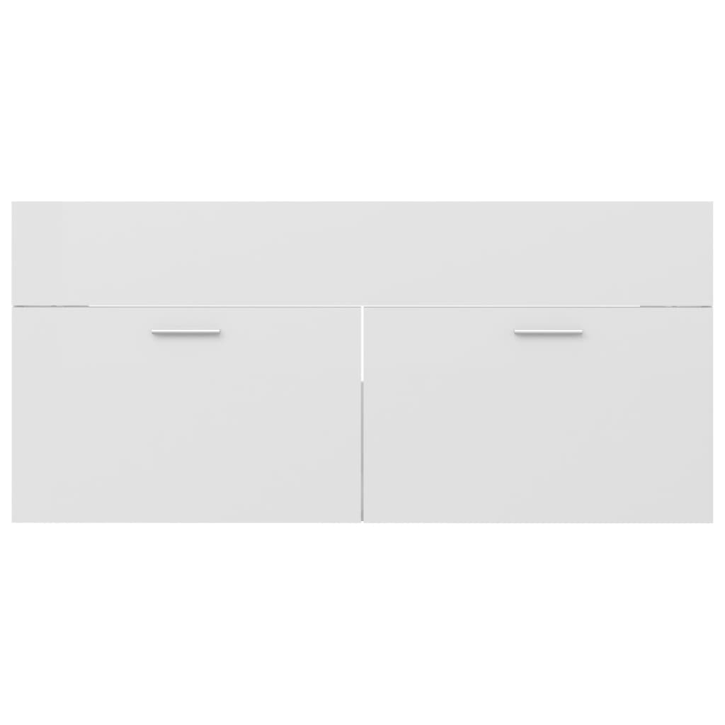 vidaXL Комплект мебели за баня от 2 части, бял гланц, ПДЧ