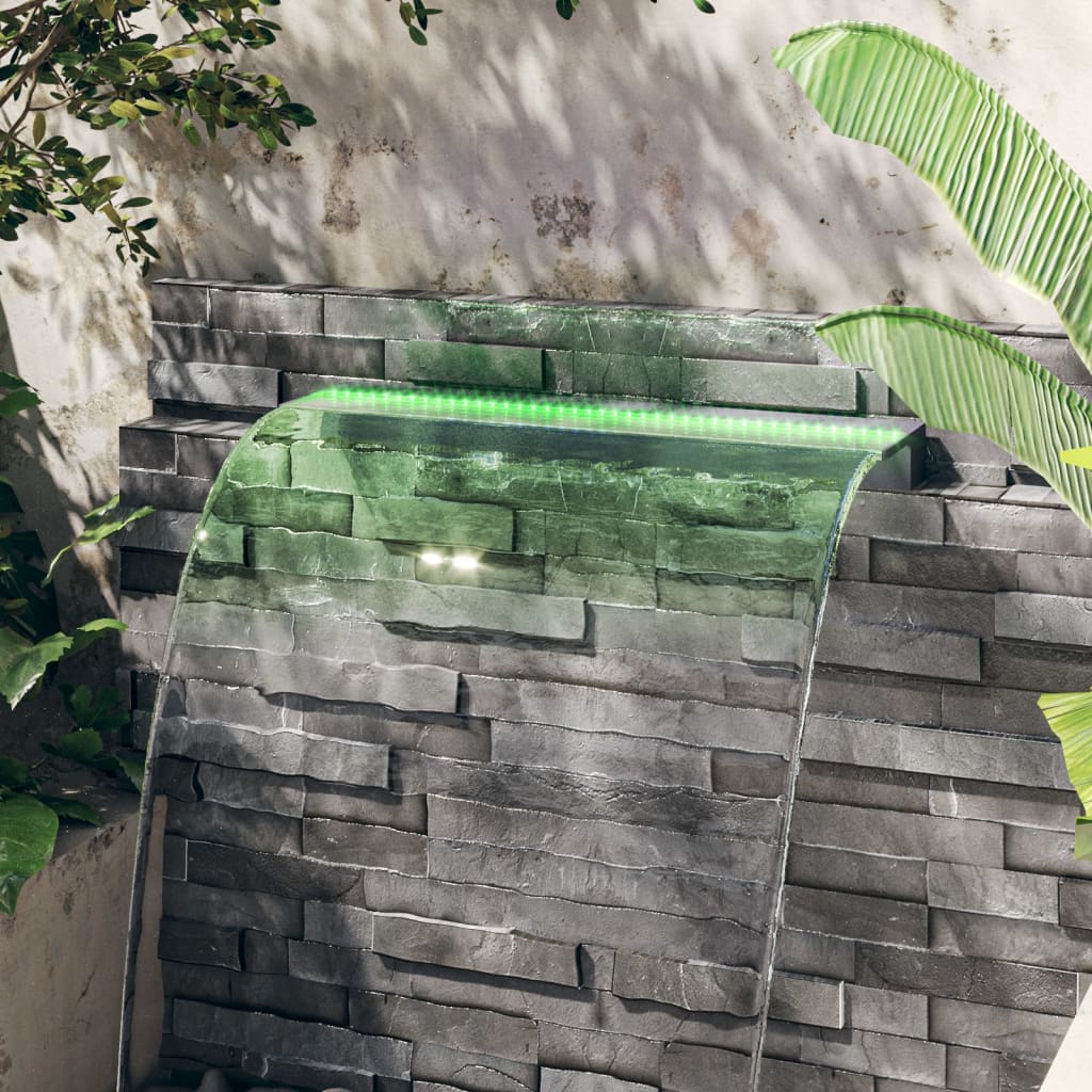 vidaXL Преливник за водопад с RGB LED, акрил, 108 см