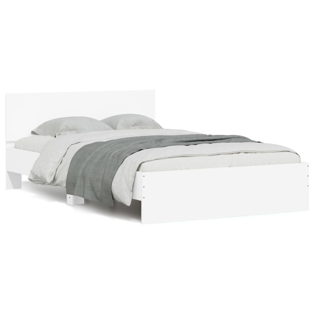 vidaXL Рамка за легло с табла, бяла, 120x190 см