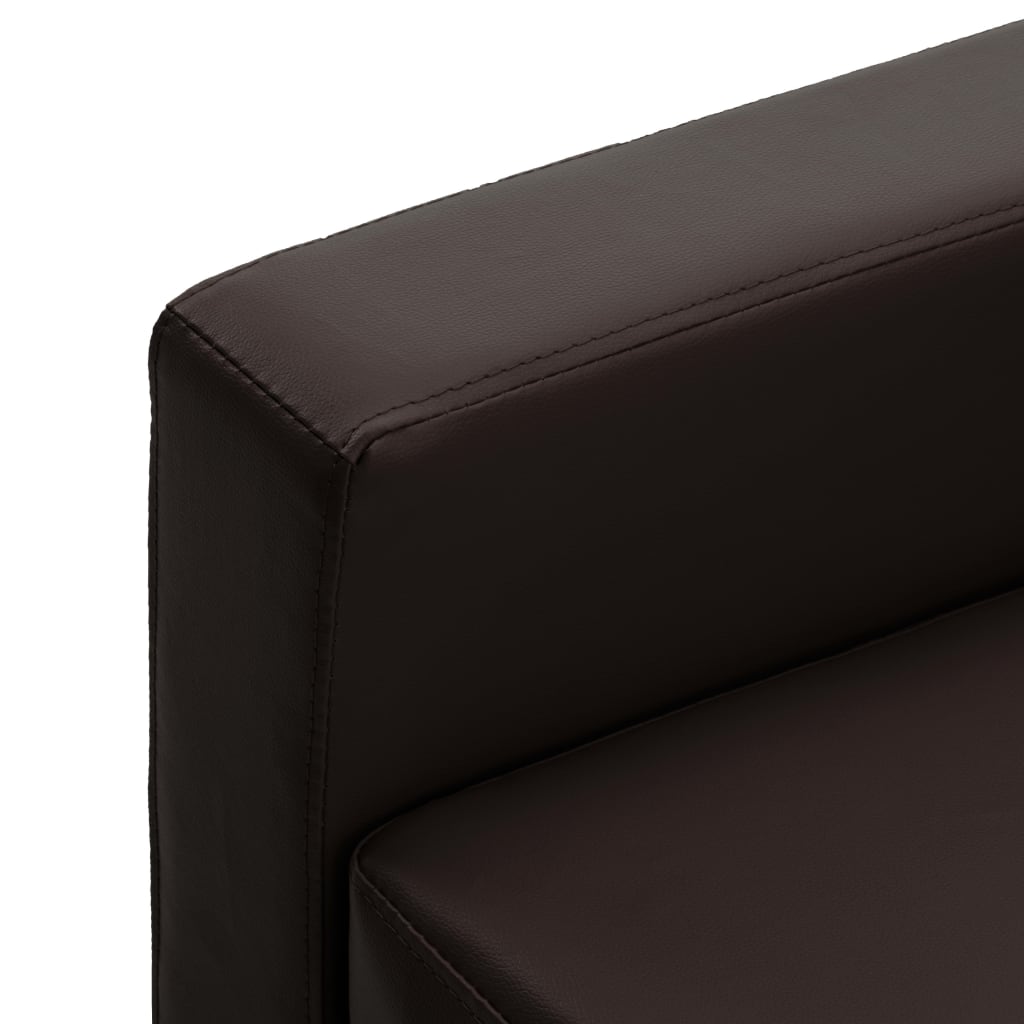 vidaXL 3-местен диван с поставка за крака, кафяв, изкуствена кожа