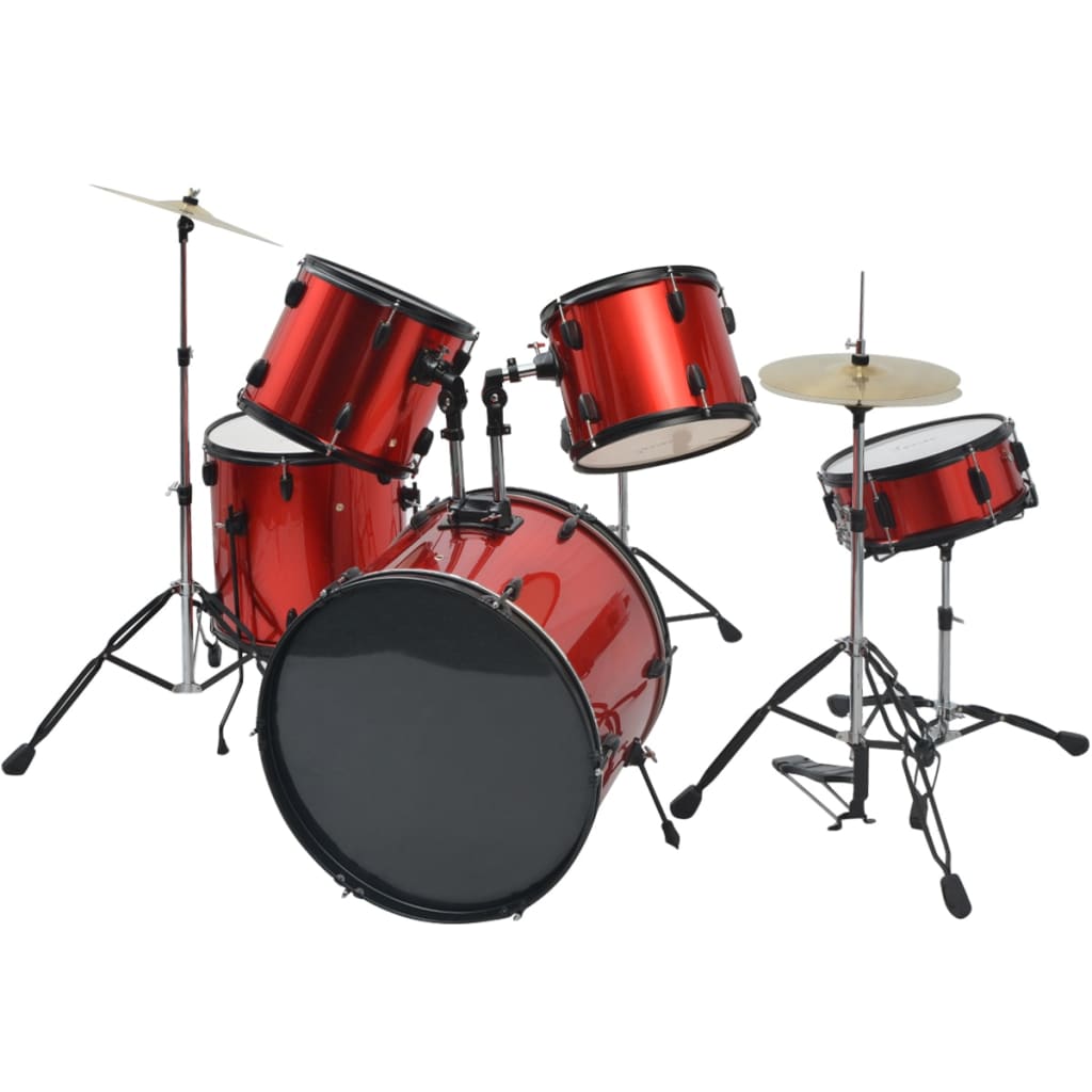 vidaXL Комплект барабани, прахово боядисан, червен, за възрастни