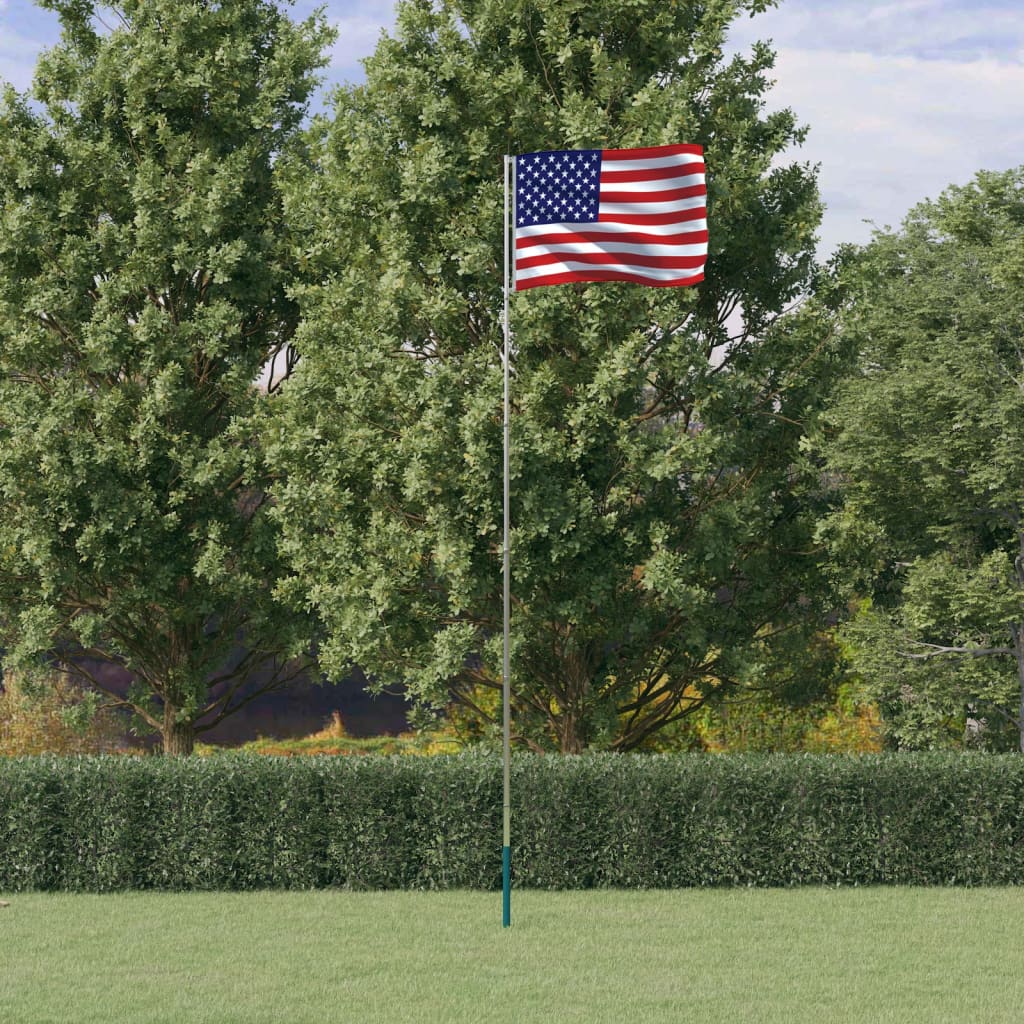 vidaXL Флаг на САЩ и стълб 5,55 м алуминий