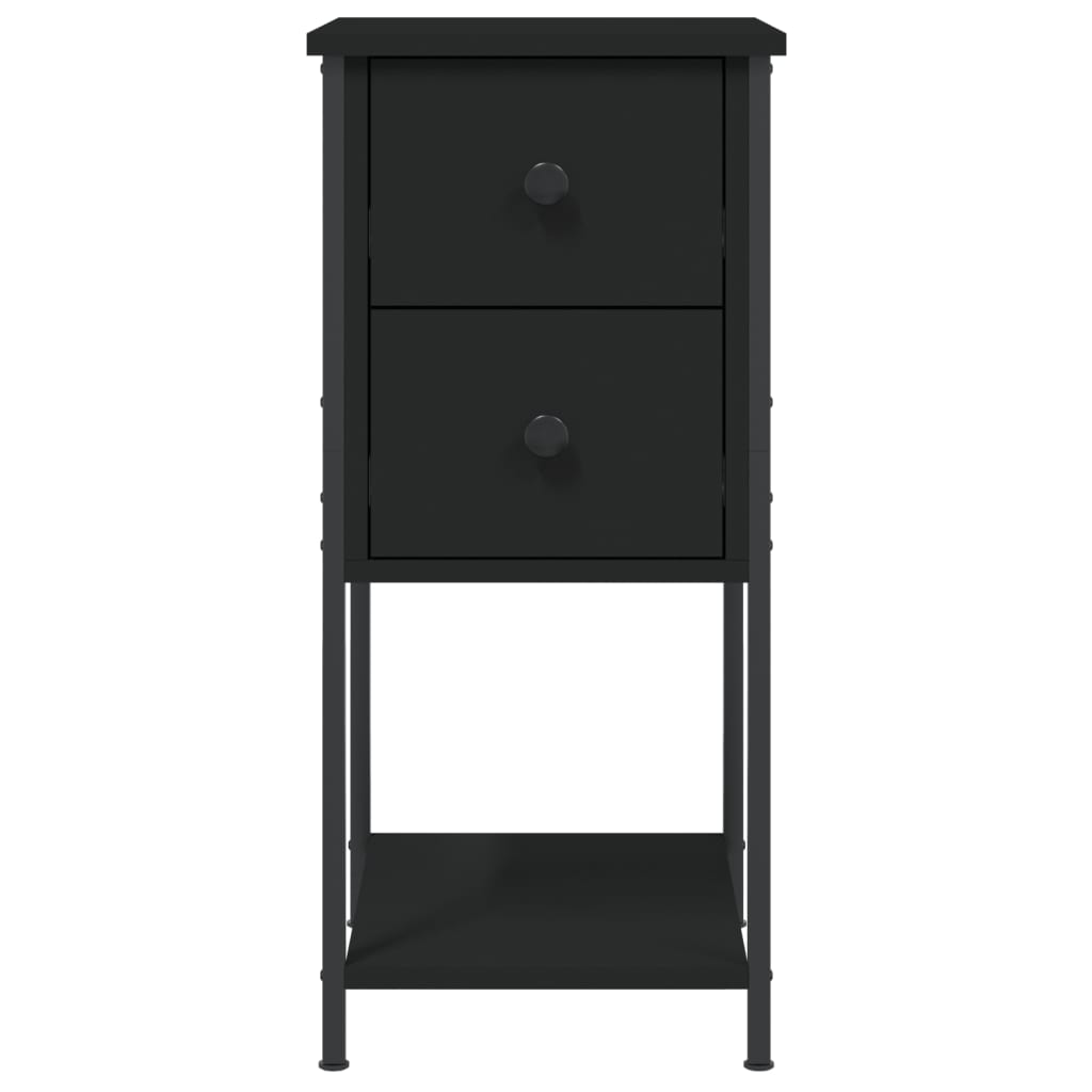 vidaXL Нощно шкафче, черно, 32x42x70 см, инженерно дърво