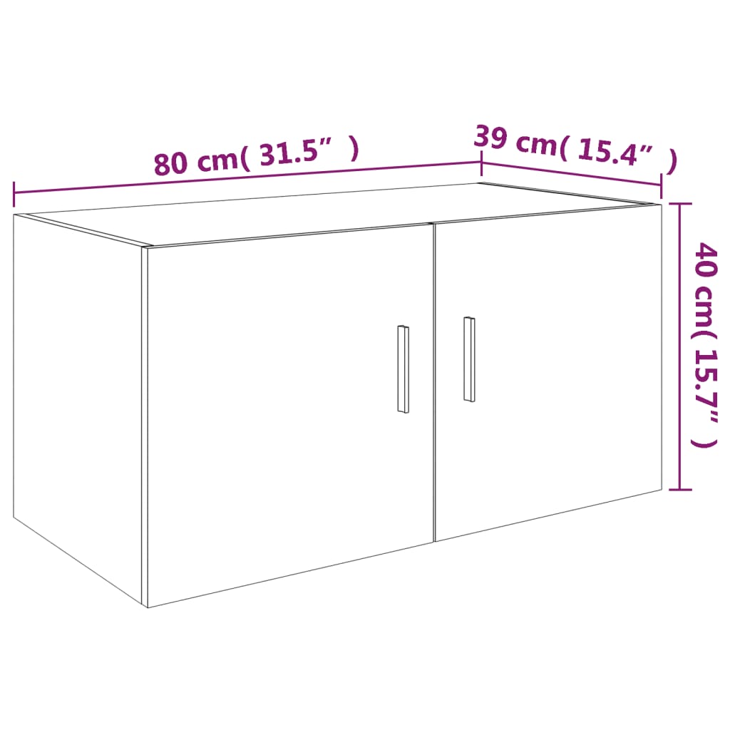 vidaXL Стенен шкаф, кафяв дъб, 80x39x40 см, инженерно дърво