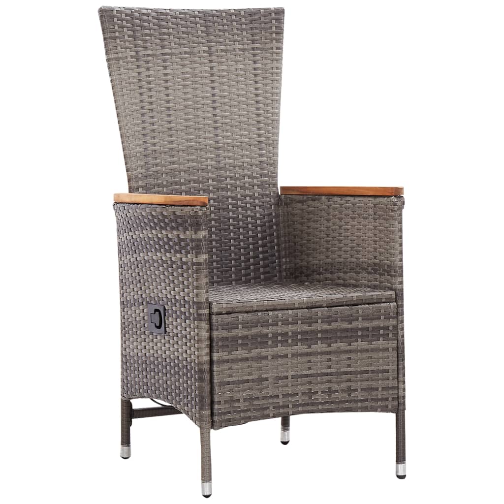vidaXL Външни столове с възглавници, 2 бр, полиратан, сиви