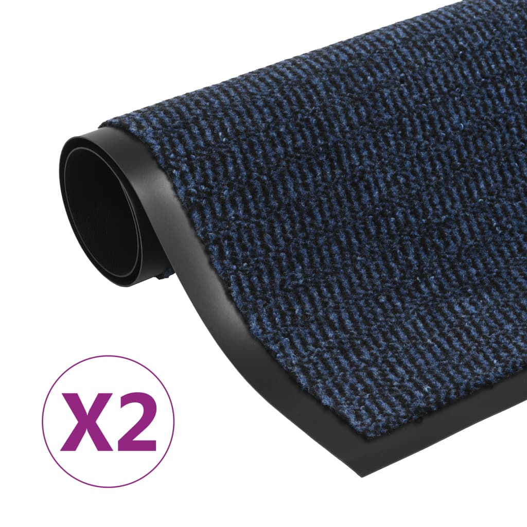 vidaXL Правоъгълни изтривалки 2 бр усукани влакна 40x60 см сини