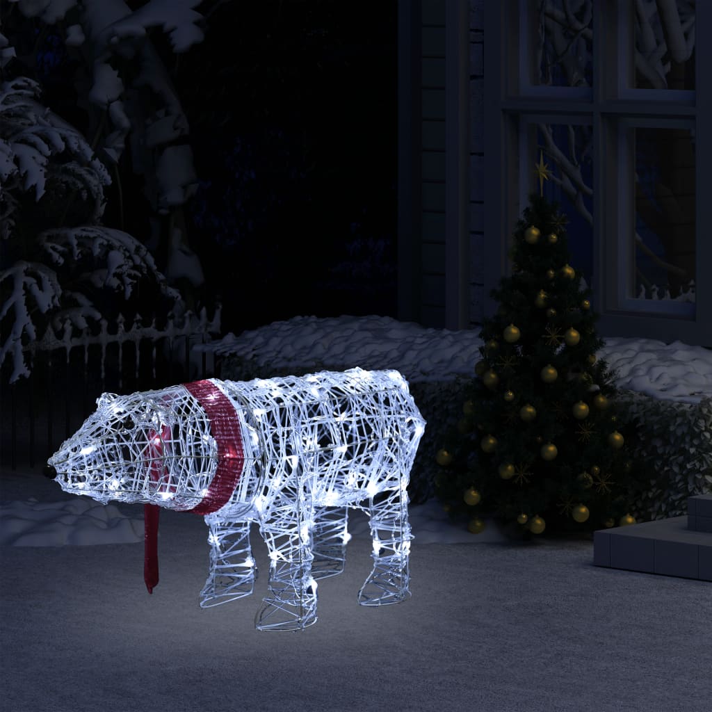 vidaXL Коледна украса светеща мечка 45 LED 71x20x38 см акрил