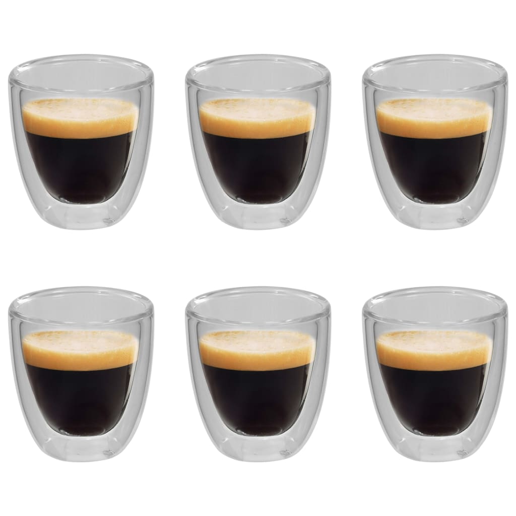vidaXL Термо чаши с двойна стена за кафе еспресо, 6 бр, 80 мл
