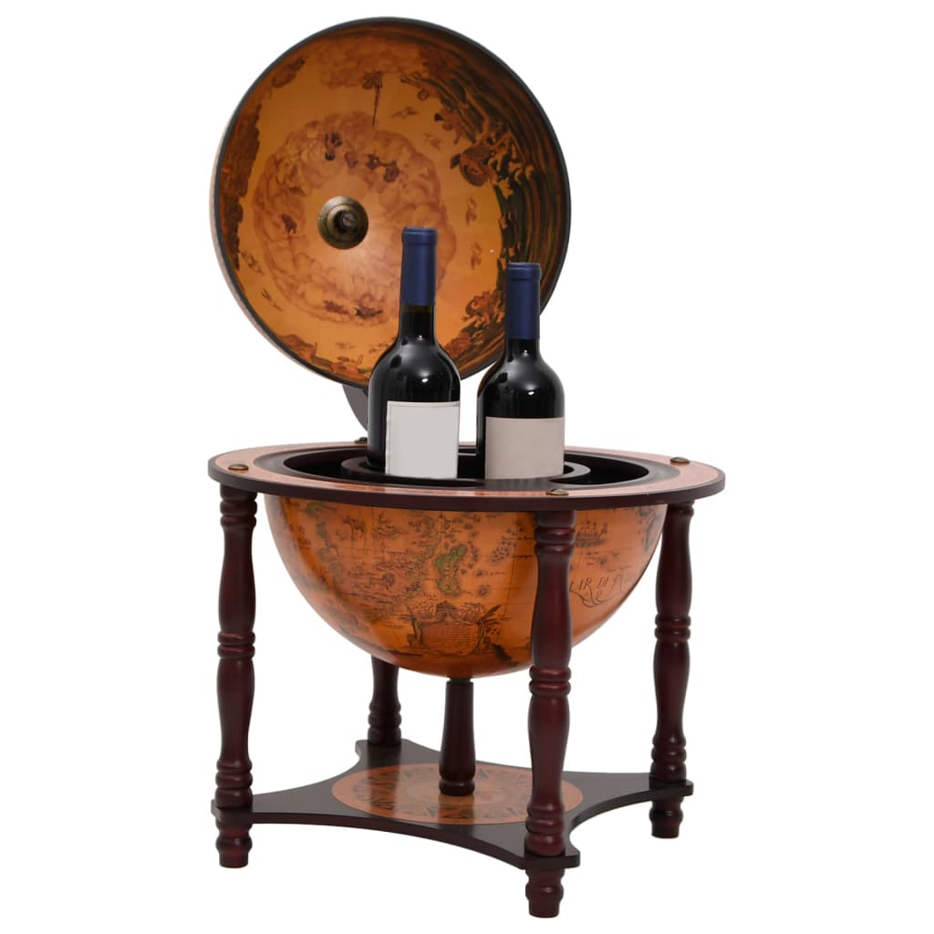 vidaXL Бар поставка за вино глобус, кафява, масивно дърво евкалипт