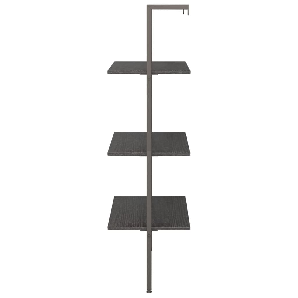 vidaXL Етажерка стълба с 3 рафта черна 64x35x120,5 см
