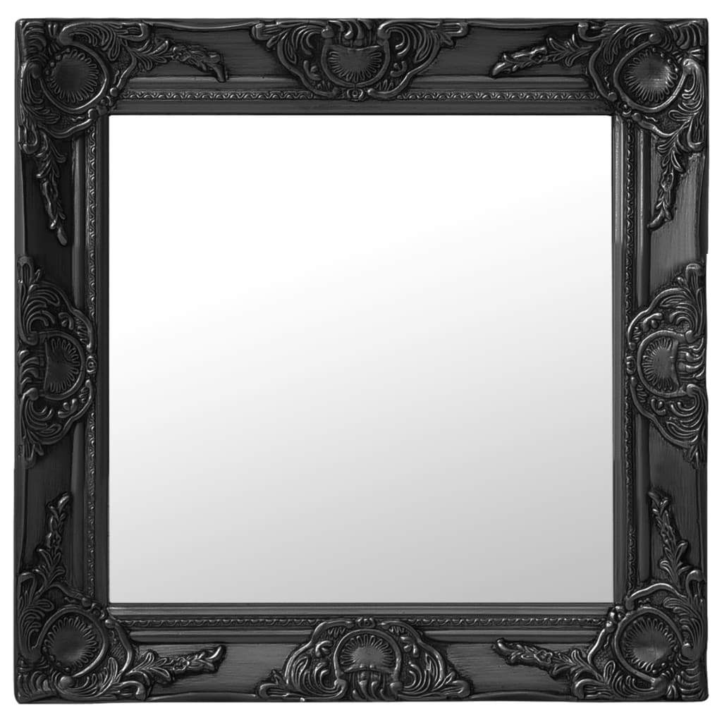 vidaXL Стенно огледало, бароков стил, 50x50 см, черно