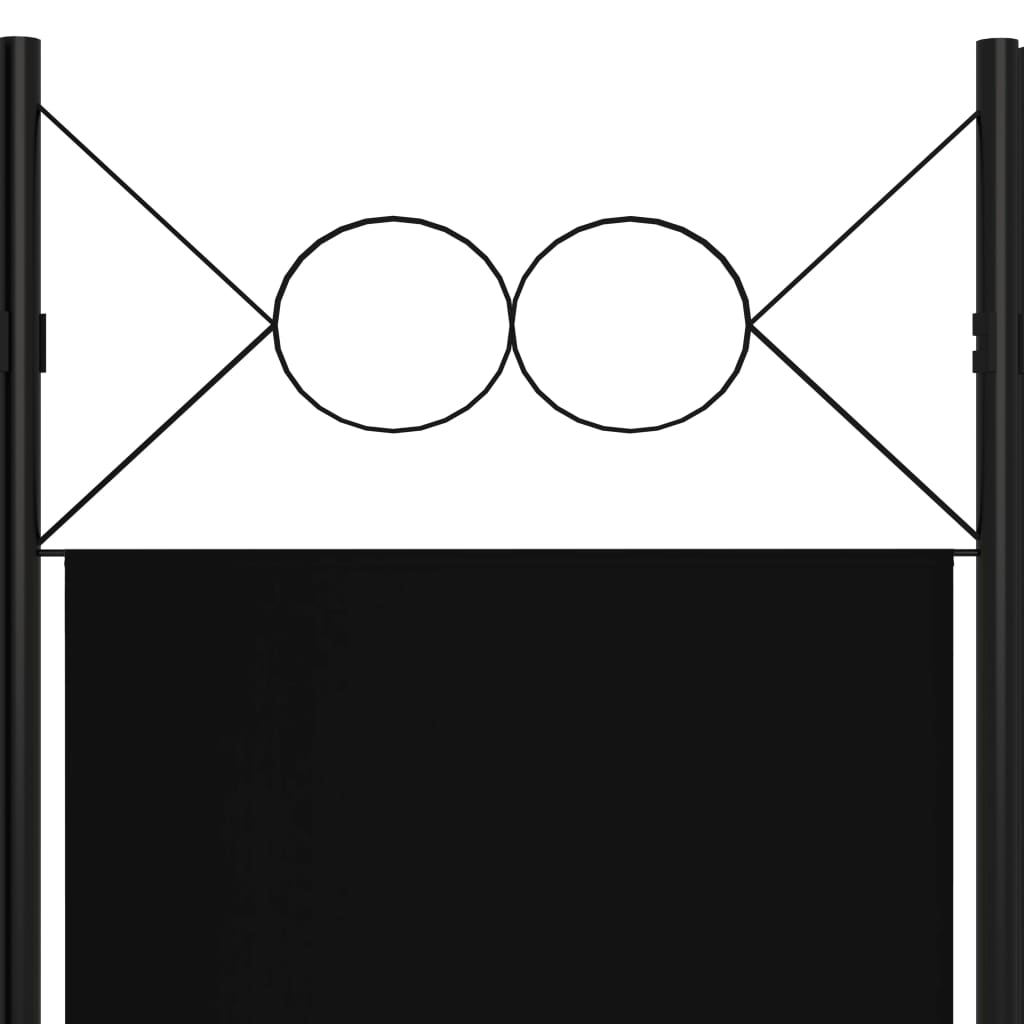 vidaXL Параван за стая, 3 панела, черен, 120x180 см