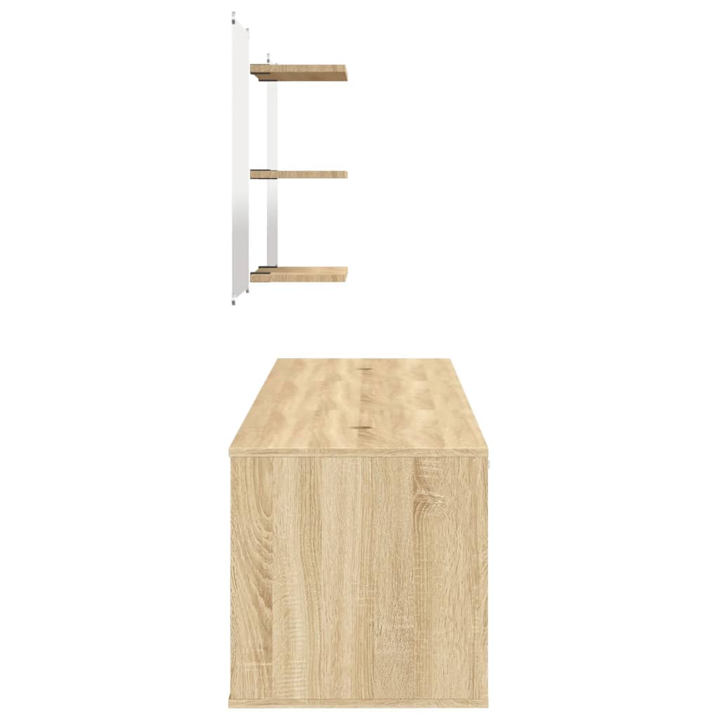 vidaXL Комплект мебели за баня от 6 части, дъб, инженерно дърво