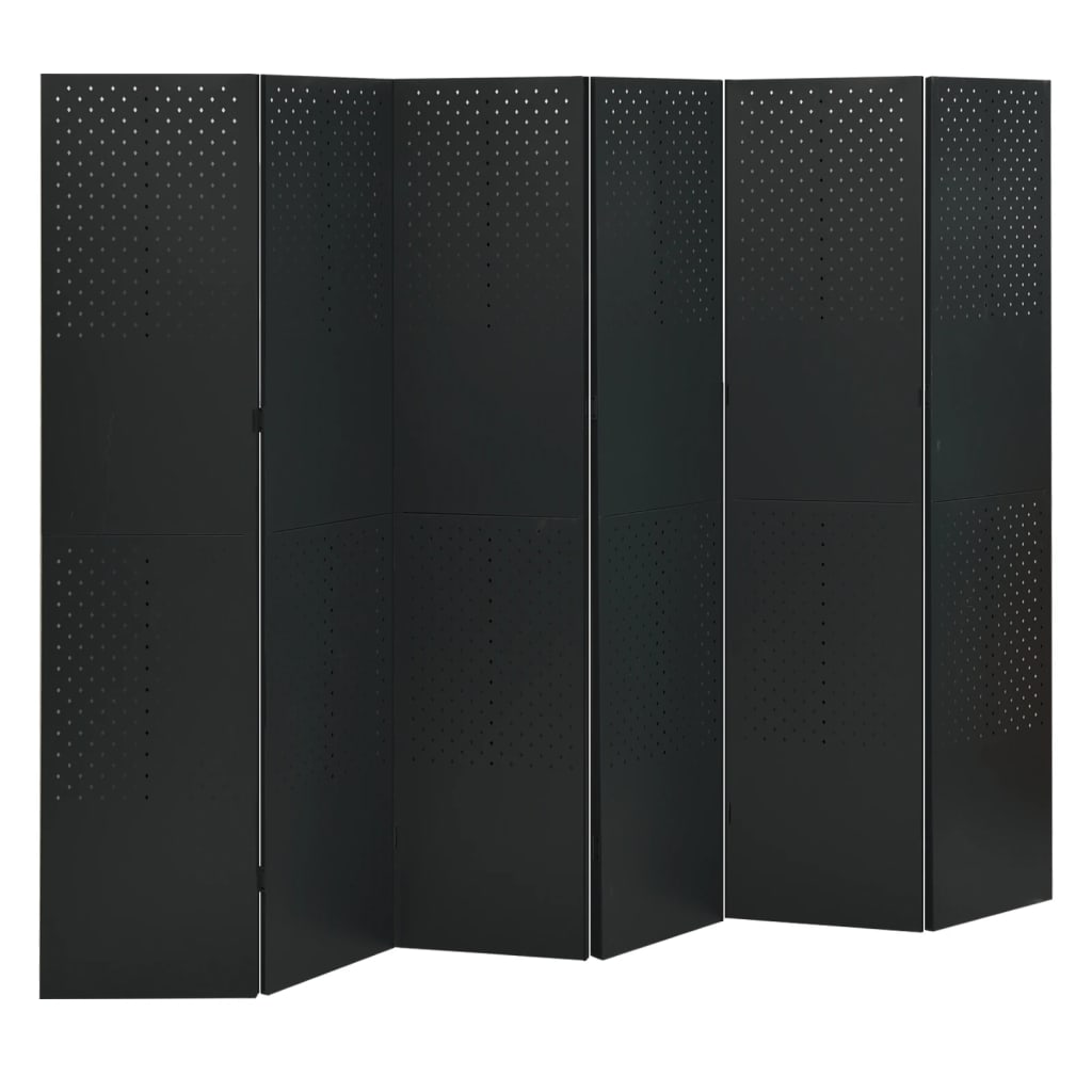vidaXL 6-панелни паравани за стая, 2 бр, черни, 240x180 см, стомана