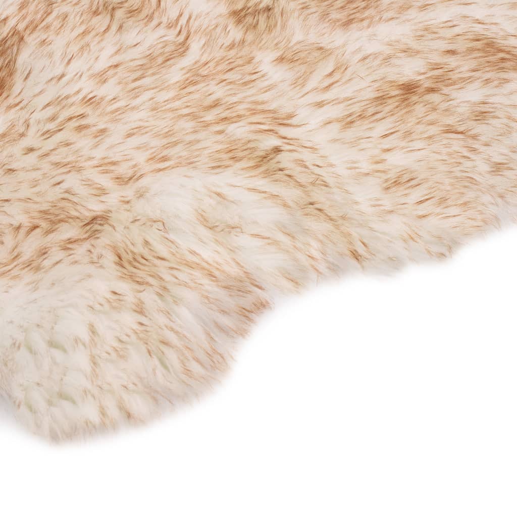 vidaXL Килим, 60x90 см, изкуствена овча кожа, кафяв меланж