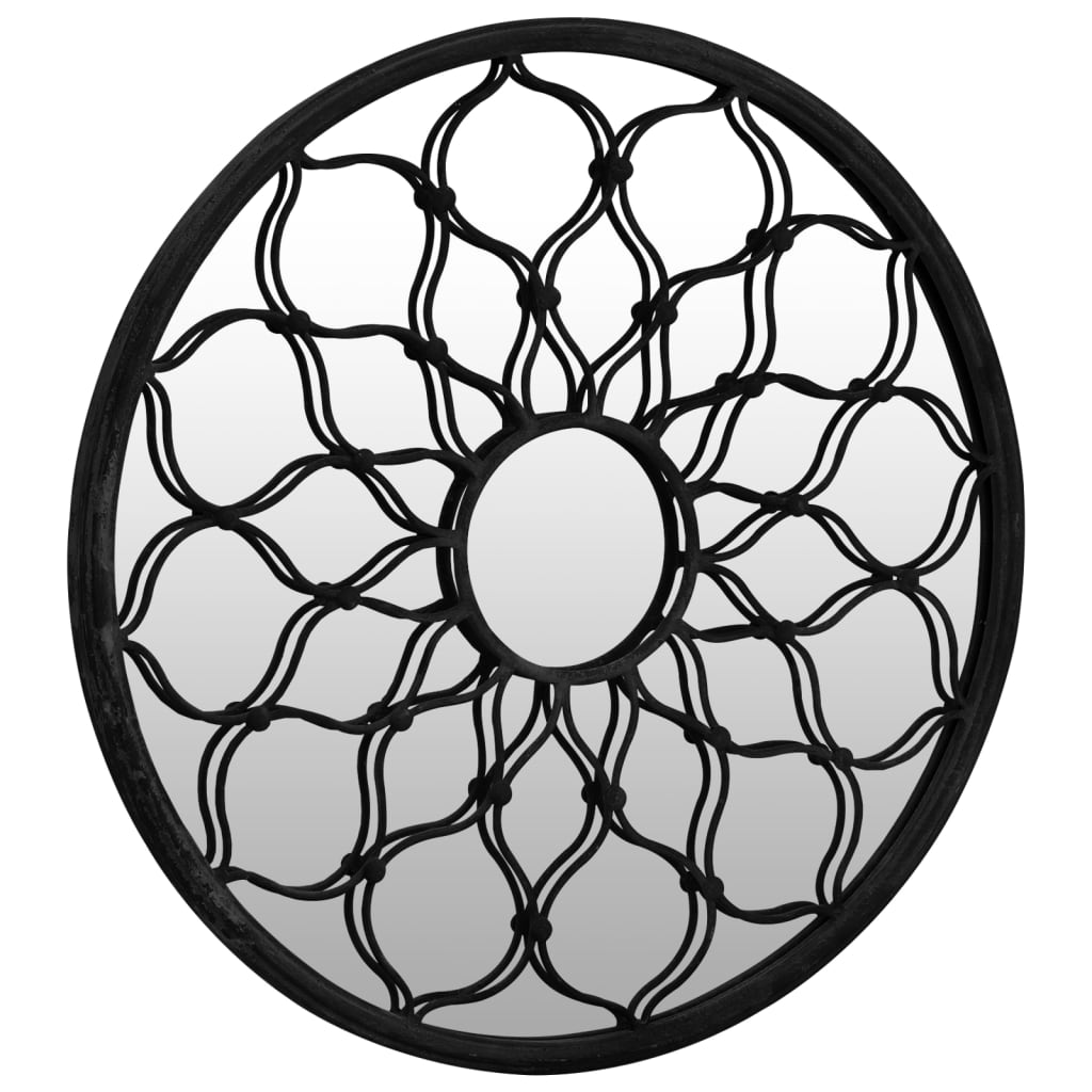 vidaXL Градинско огледало, черно, 60x3 см, желязо, кръгло, за открито