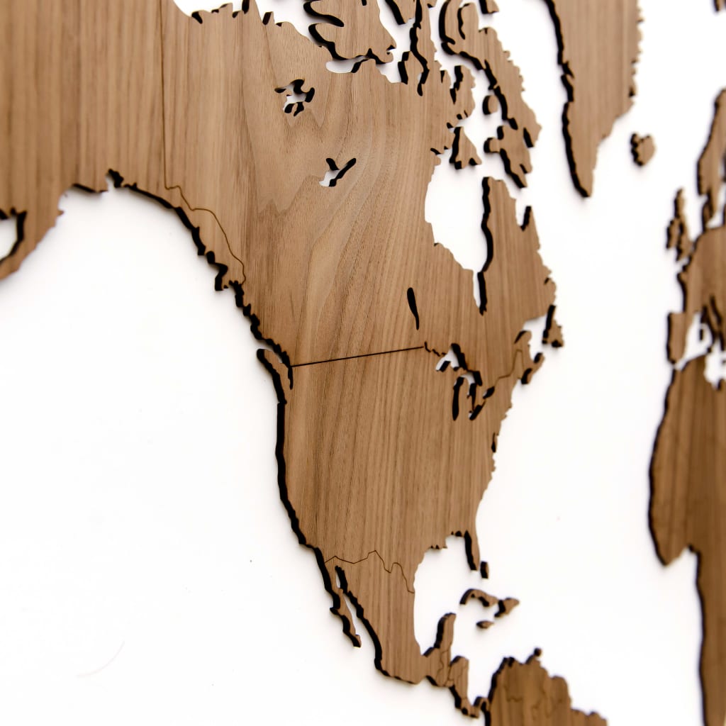 MiMi Innovations Карта на света стенна дърво Exclusive орех 130x78 см