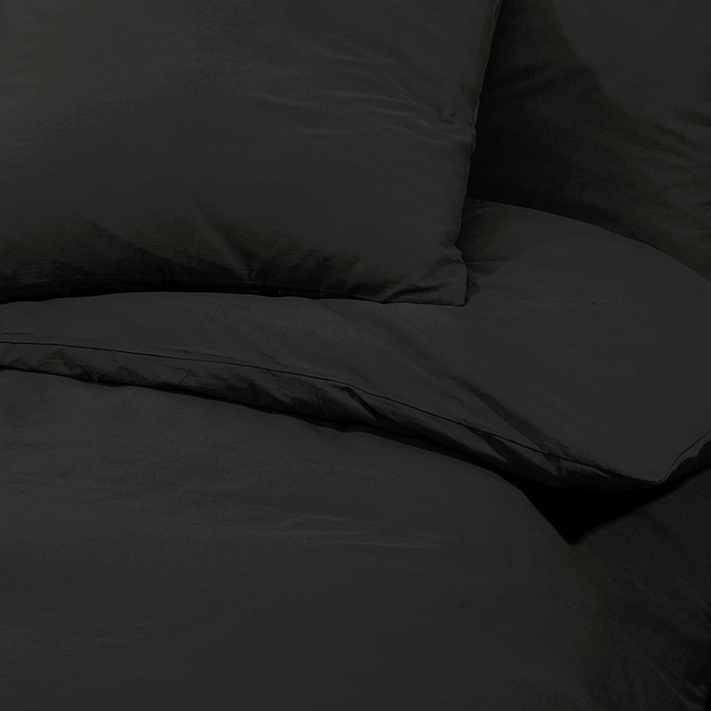 vidaXL Комплект спално бельо, черно, 200x220 см, памук