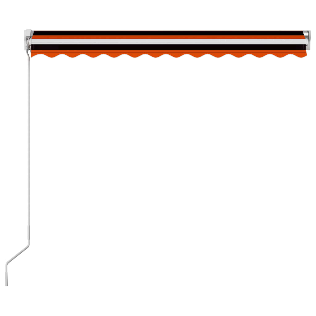 vidaXL Ръчно прибиращ се сенник, 350x250 см, оранжево и кафяво