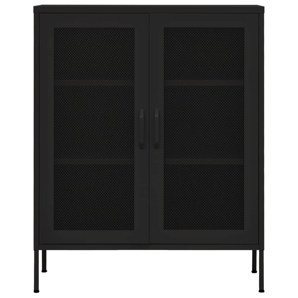 vidaXL Шкаф за съхранение, черен, 80х35х101,5 см, стомана