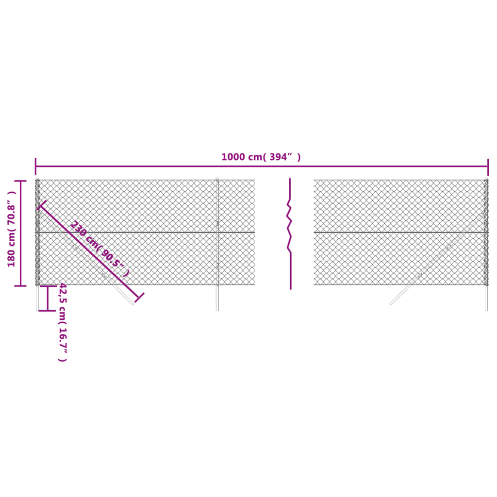 vidaXL Плетена оградна мрежа, зелена, 1,8x10 м