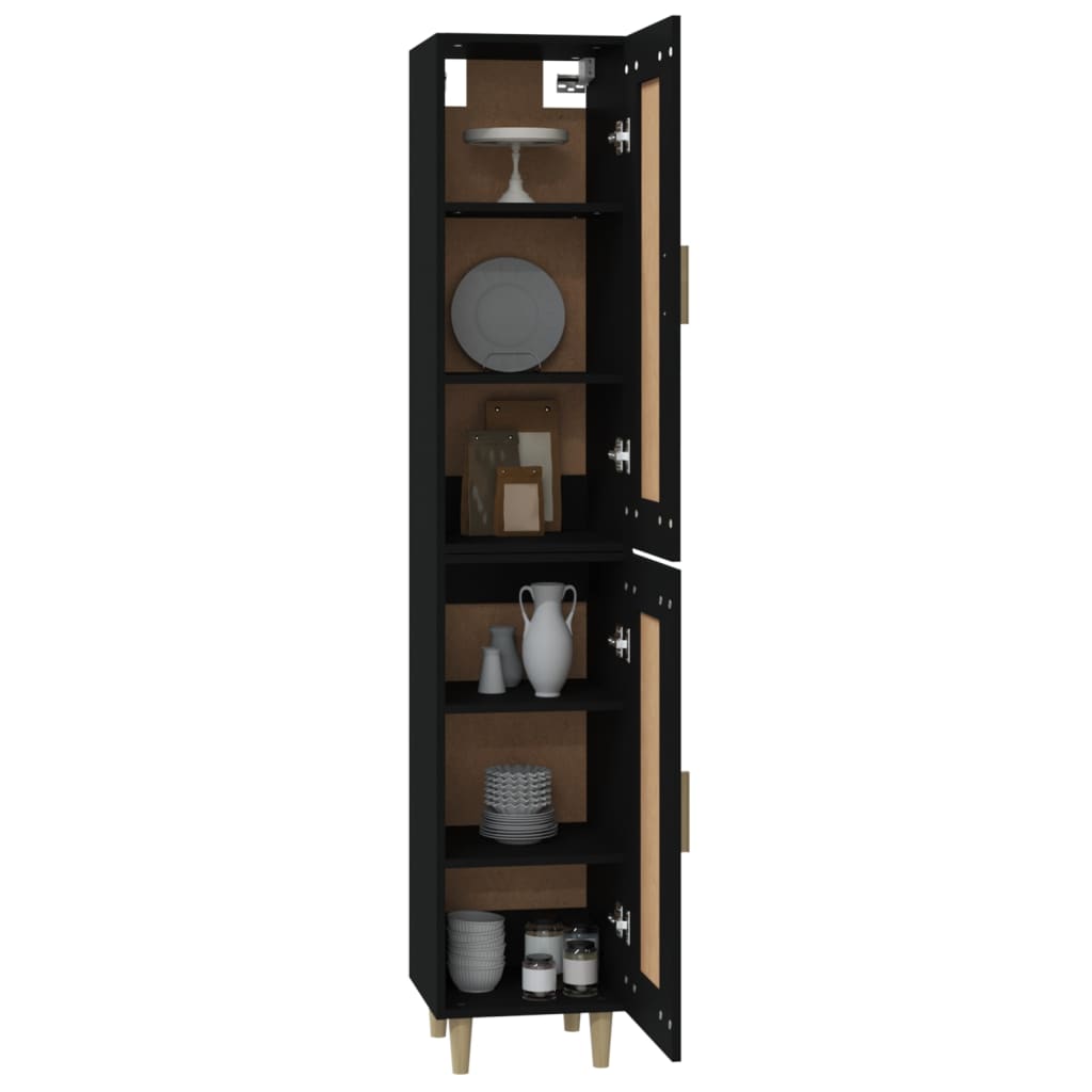 vidaXL Висок шкаф, черен, 35x34x180 см, инженерно дърво