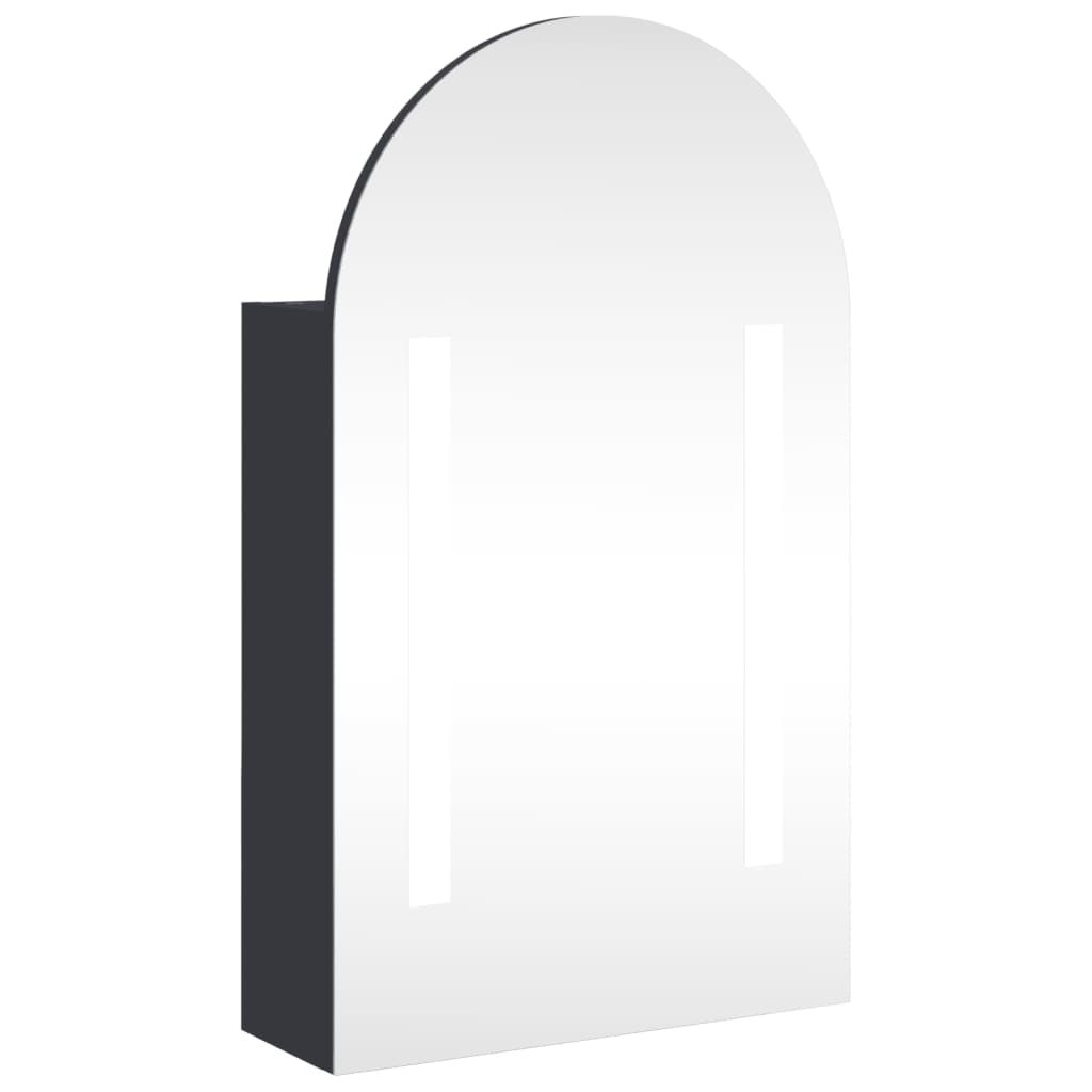 vidaXL Огледален шкаф за баня с LED светлина дъговиден сив 42x13x70 см