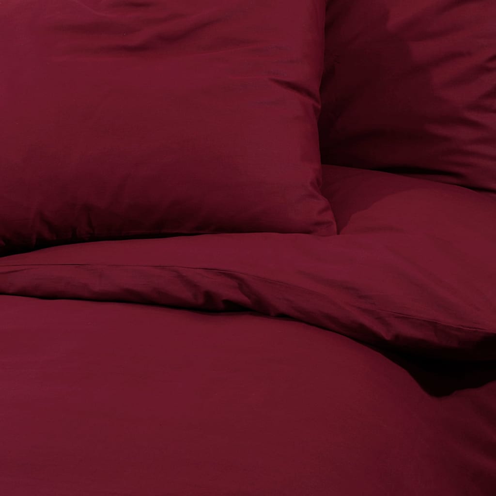 vidaXL Комплект спално бельо, бордо, 140x200 см, памук
