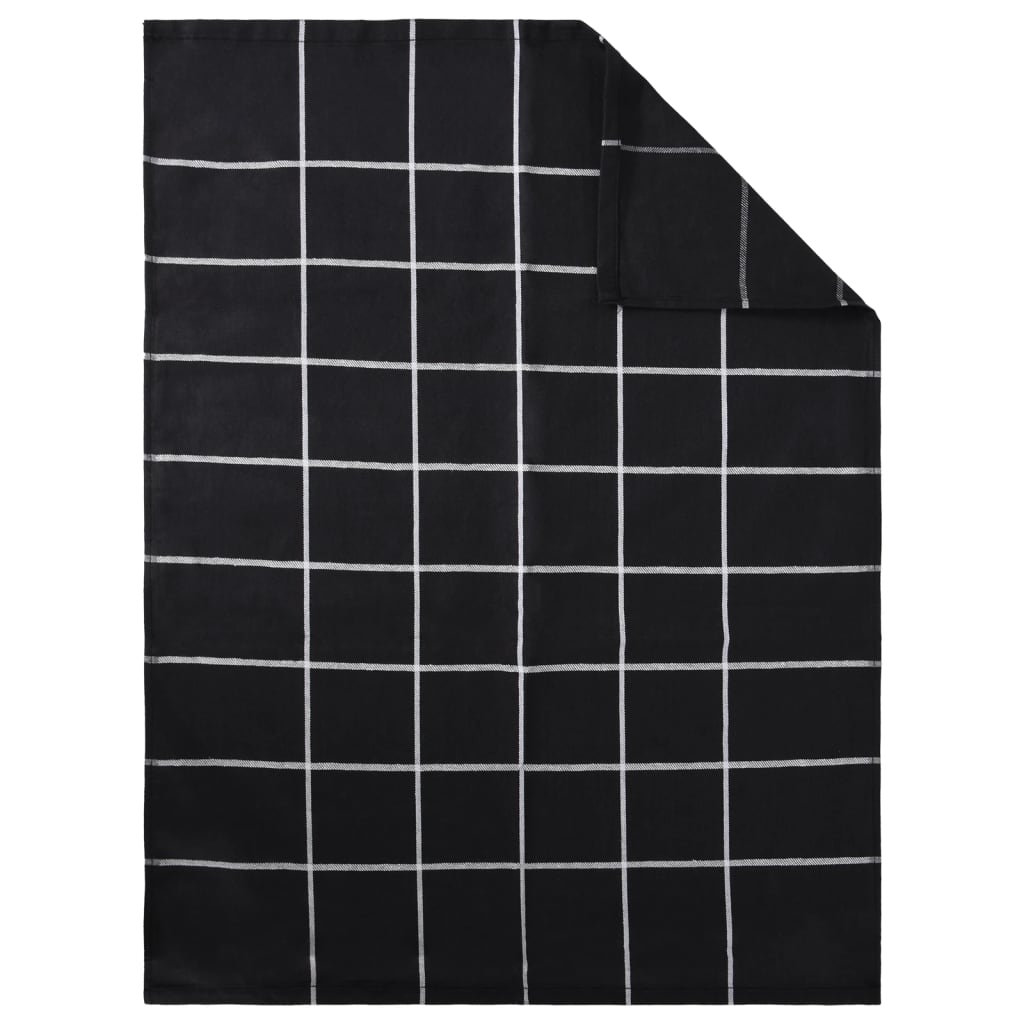 vidaXL Комплект кърпи от 12 части, черен, памук
