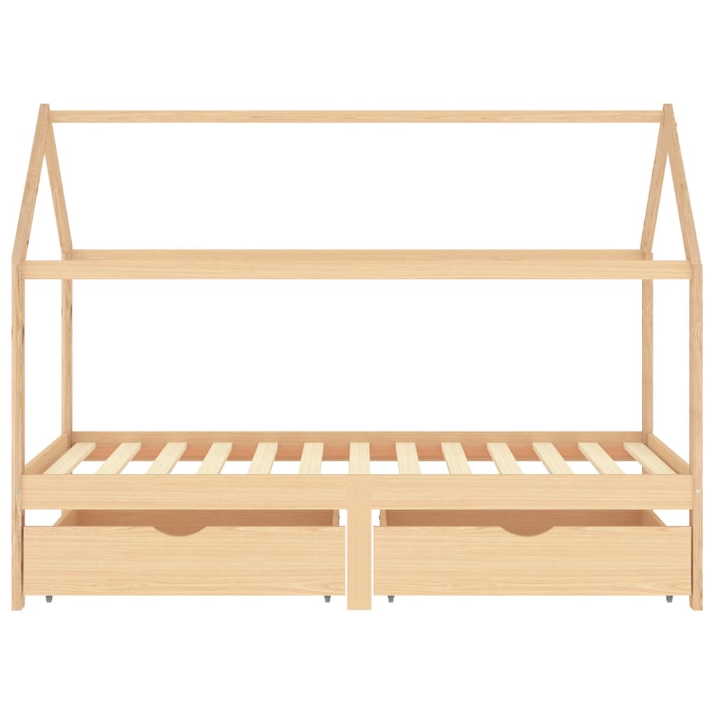 vidaXL Рамка за детско легло с чекмеджета, бор масив, 90х200 см