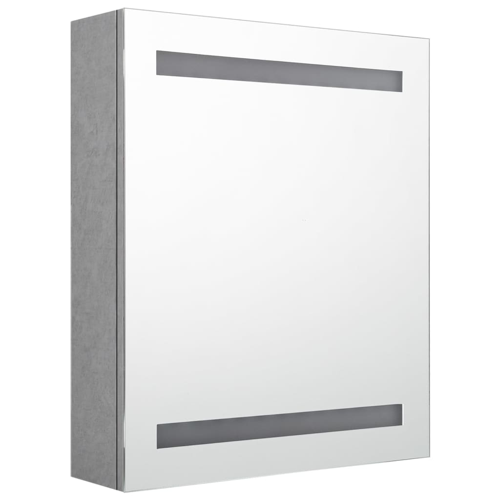 vidaXL LED шкаф с огледало за баня, бетонно сив, 50x14x60 см