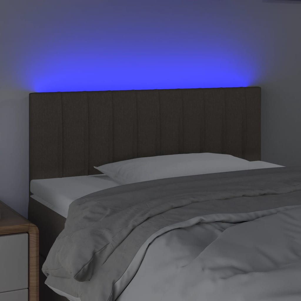 vidaXL LED горна табла за легло, таупе, 90x5x78/88 см, плат