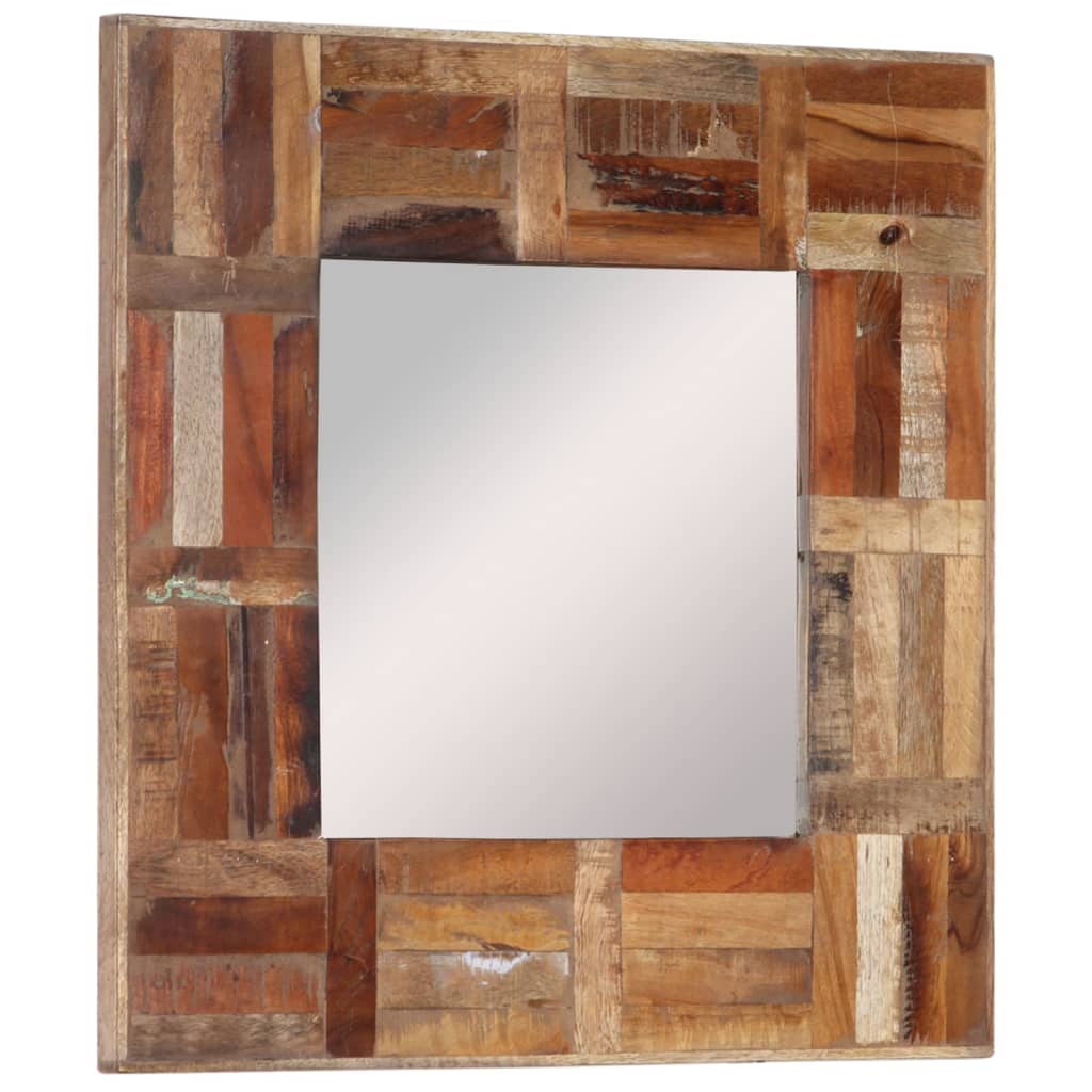 vidaXL Стенно огледало, регенерирано дърво масив, 50x50 см