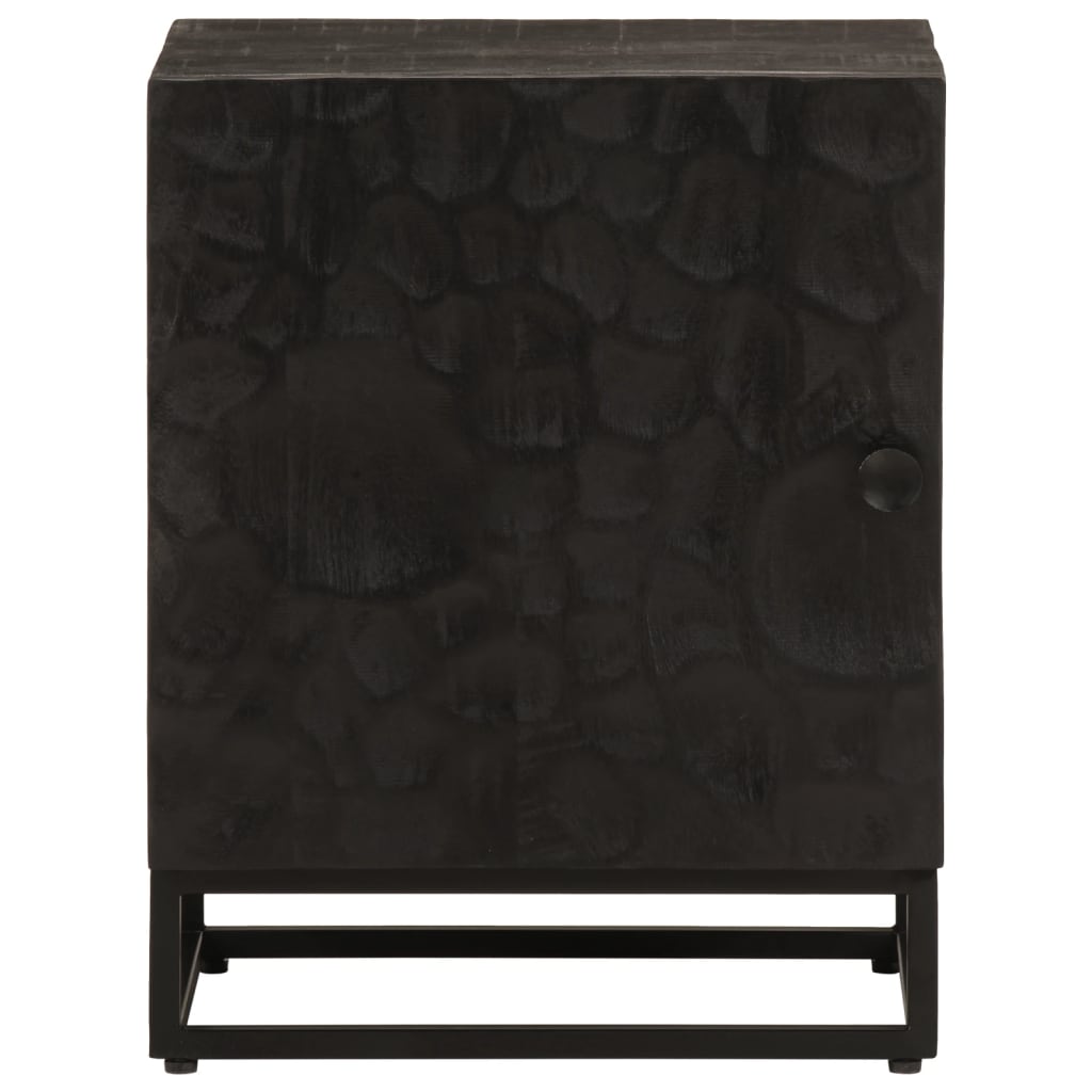 vidaXL Нощно шкафче, черно, 40x30x50 см, мангово дърво масив и желязо