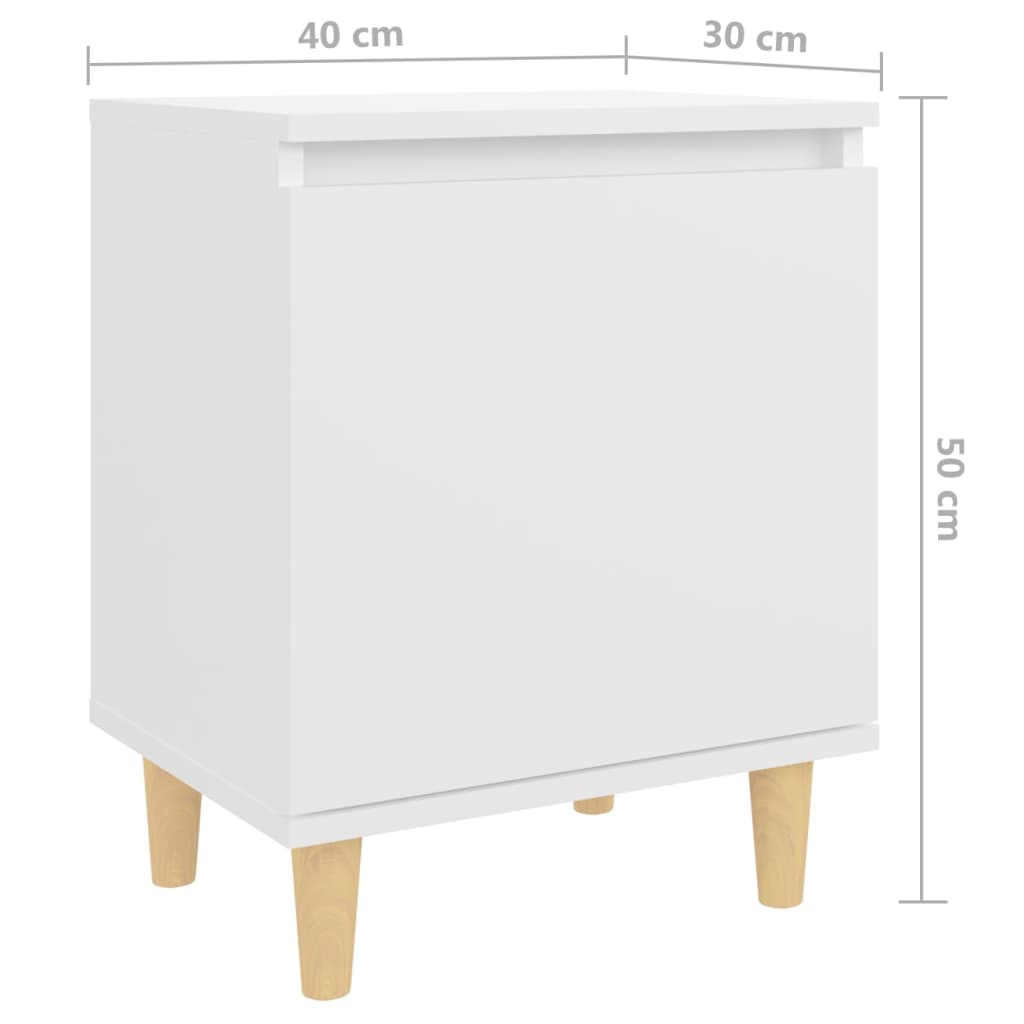 vidaXL Нощно шкафче с крака от дървен масив, бяло, 40x30x50 см