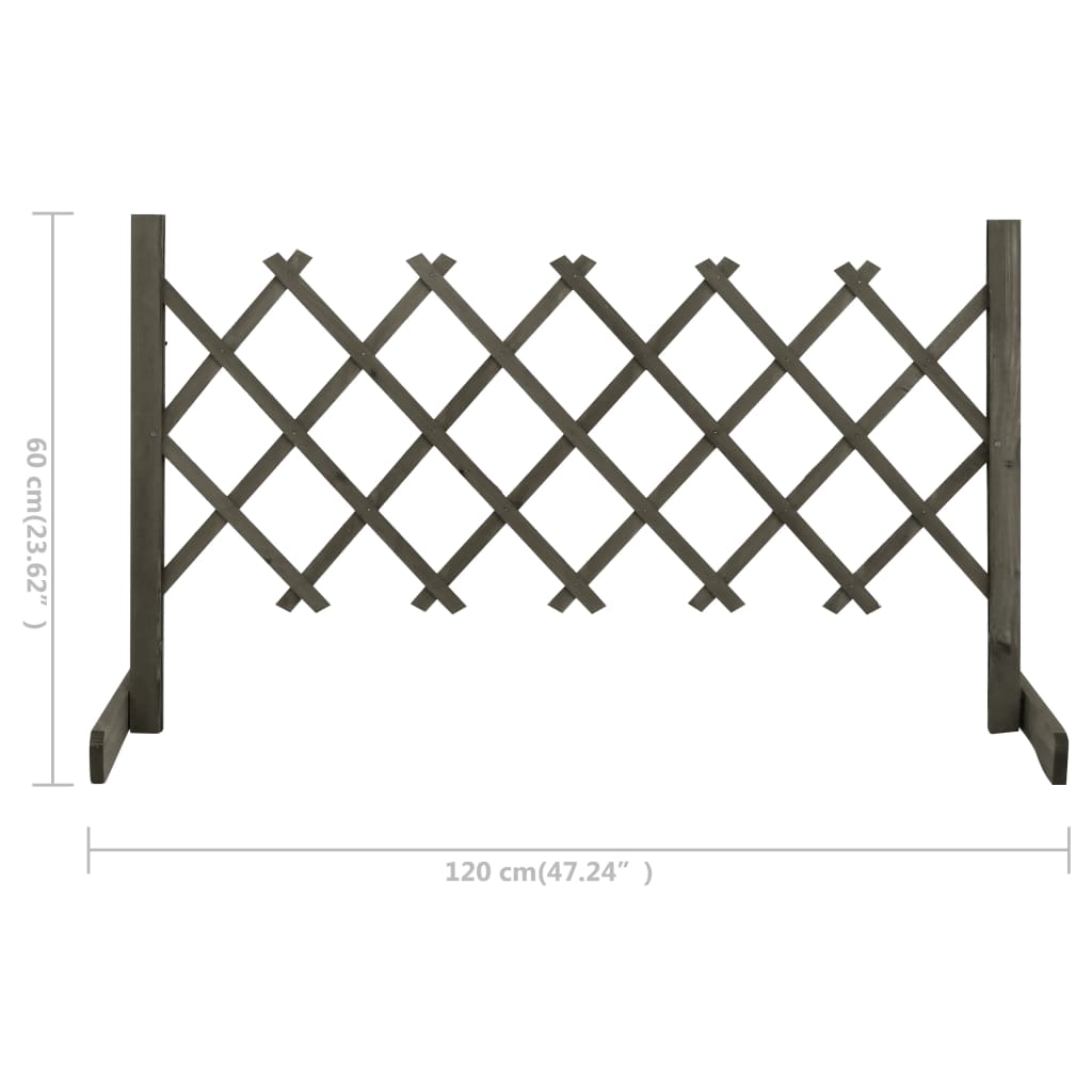 vidaXL Градинска оградна решетка, сива, 120x60 см, чам масив