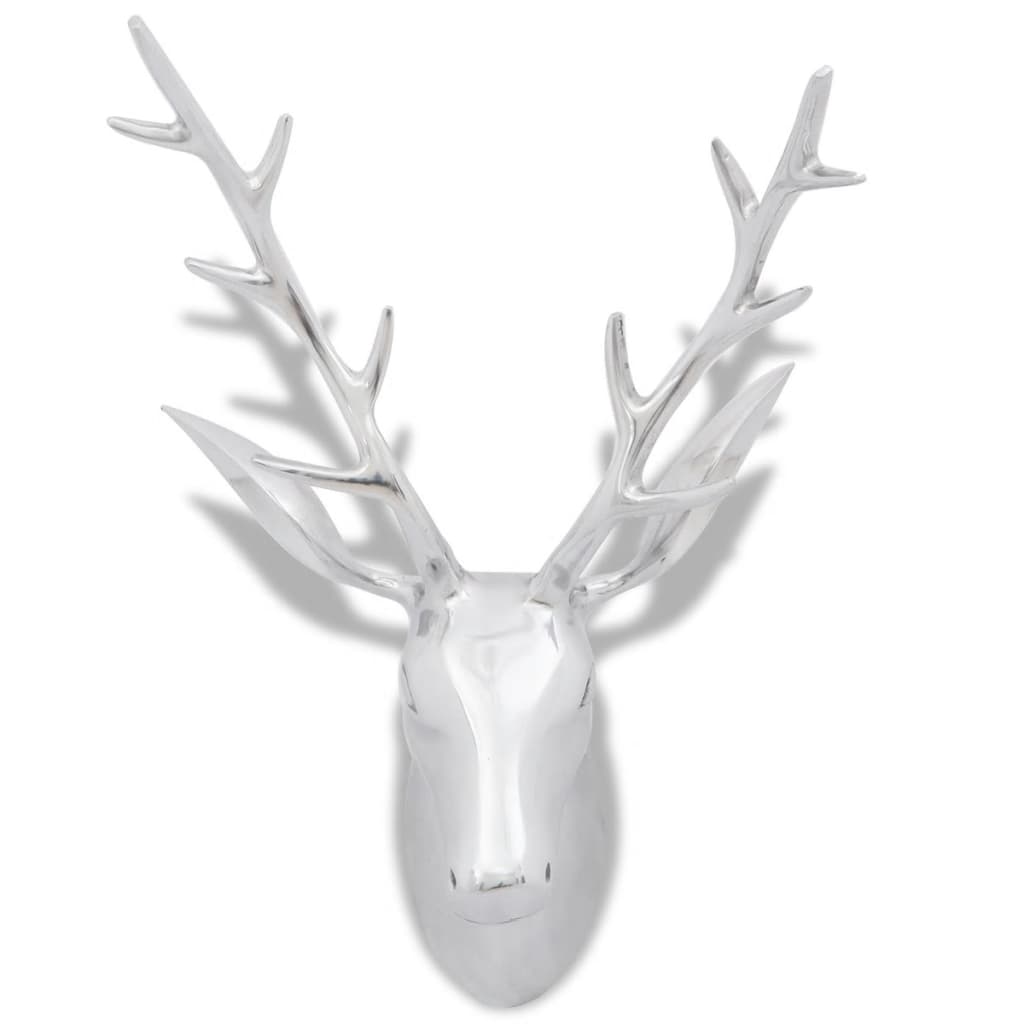 Декоративна алуминиева глава на елен за стена, сребриста, 62 см