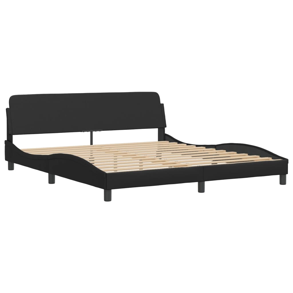 vidaXL Рамка за легло с табла, черна, 180x200 см, изкуствена кожа