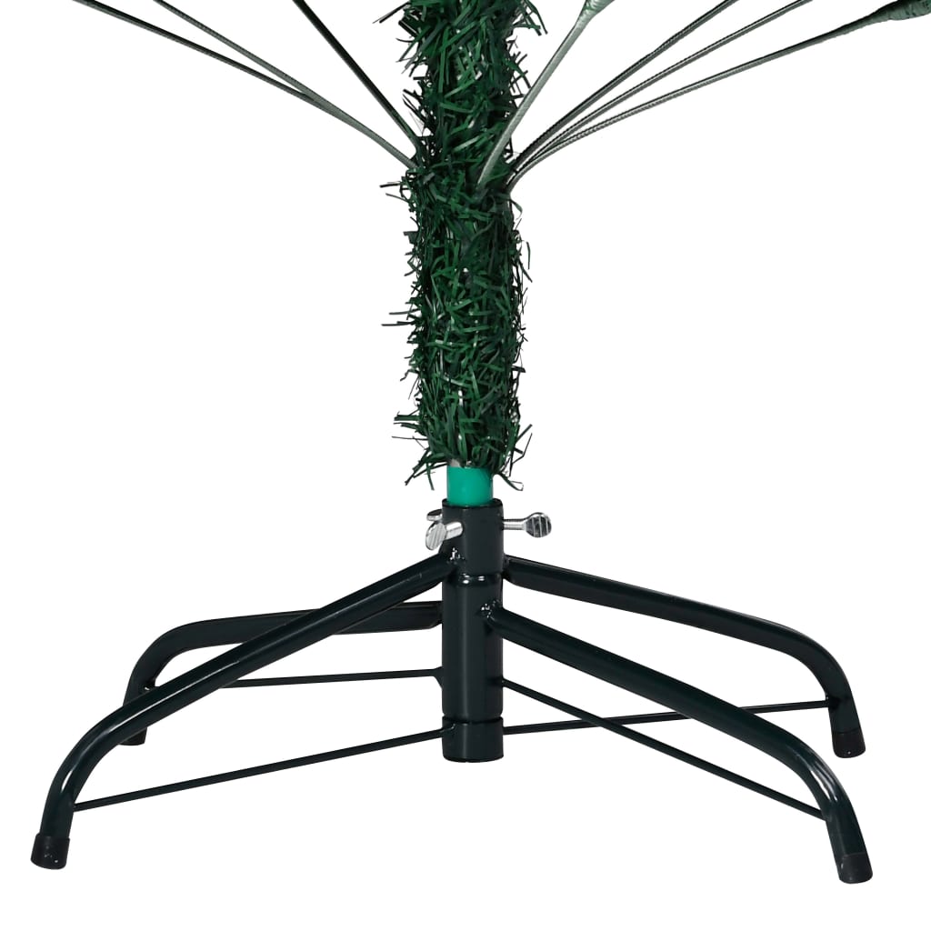 vidaXL Изкуствена коледна елха с LED и топки, зелена, 180 см, PVC