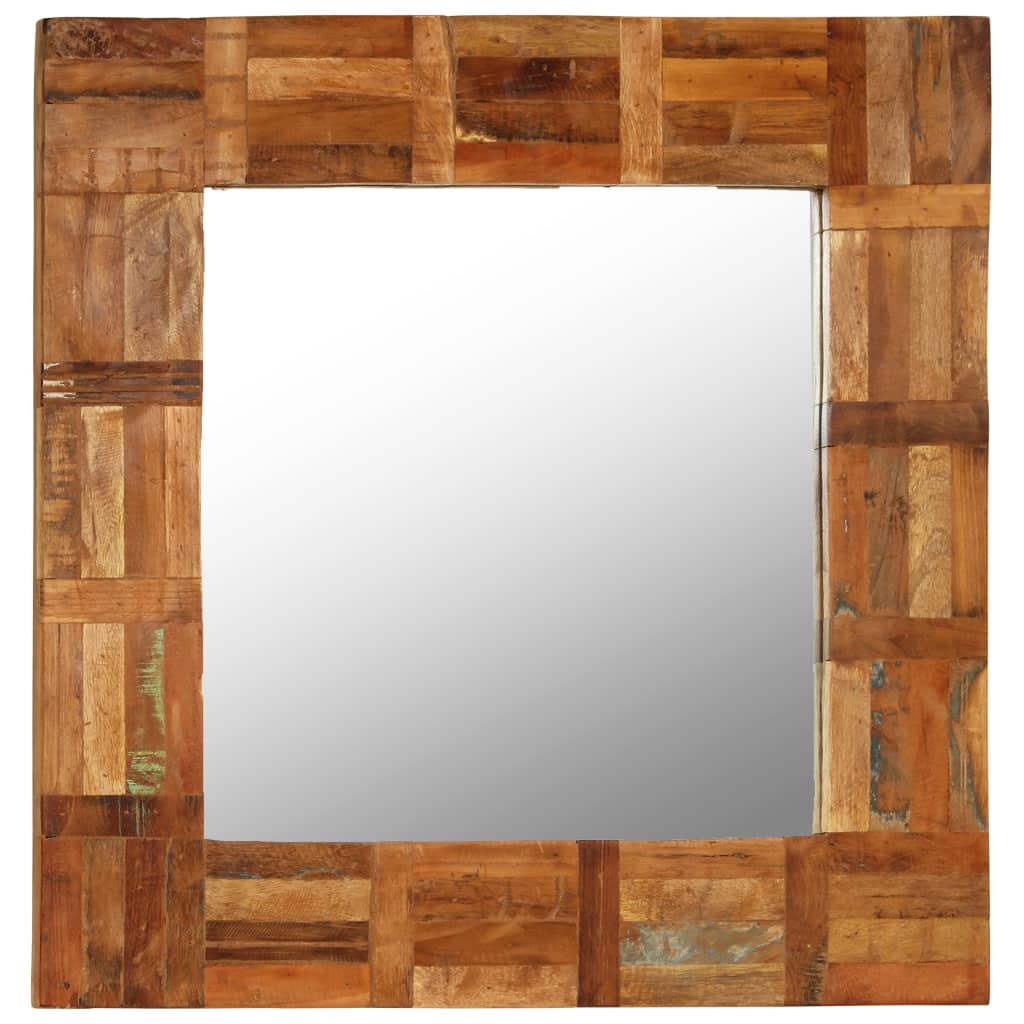 vidaXL Огледало за стена, регенерирано дърво масив, 60x60 cм
