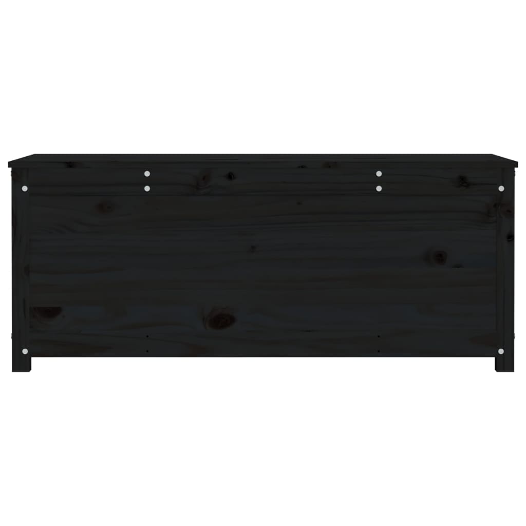 vidaXL Кутия за съхранение, черен, 110x50x45,5 см, борово дърво масив