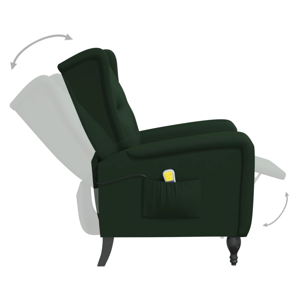 vidaXL Масажен наклоняем стол, тъмнозелен, кадифе